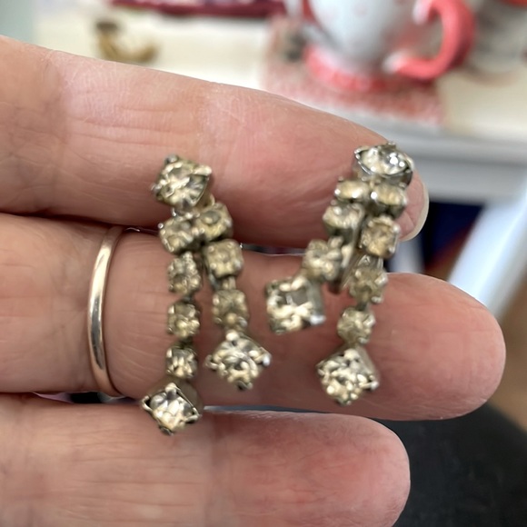 Jewelry | Vintage 1 Inch Rhinestone Screw Back Earrings | Poshmark